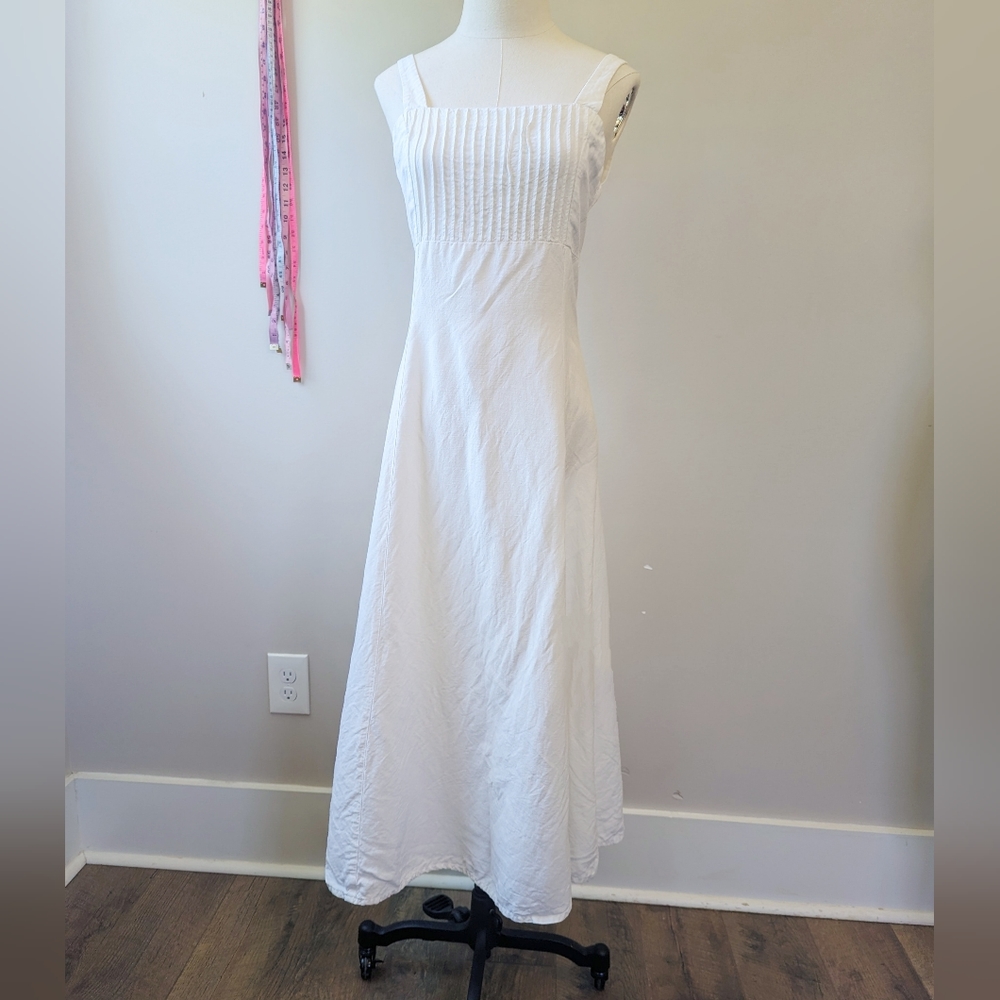 Street One White Linen Button Back‎ Maxi Dress Lawn Dress Minimalist